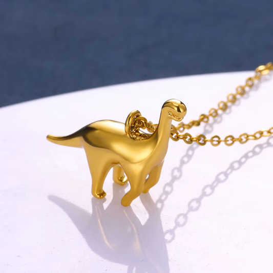 Collier Dinosaure Doré - Brontosaure