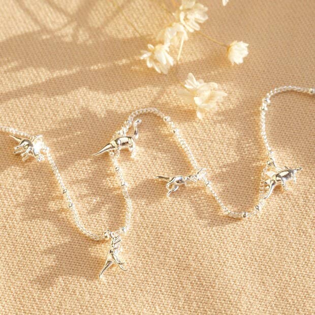 Dinosaur Charm Necklace - Jurassic Elegance in Gold