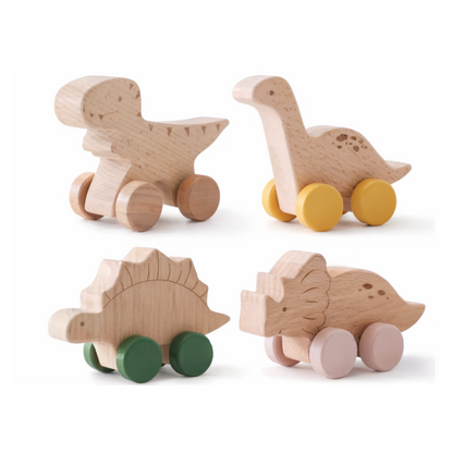 Kit 4 Dinos en Bois – Jouet Montessori Éducatif