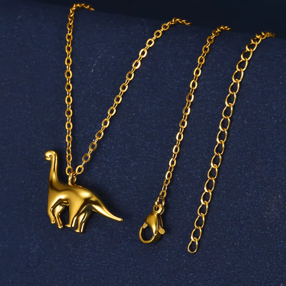 Collier Dinosaure Doré - Brontosaure