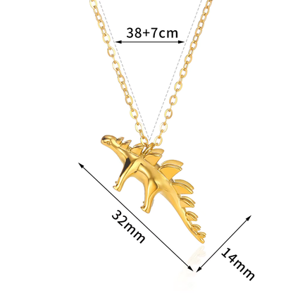 Collier Dinosaure Doré - Stégosaure