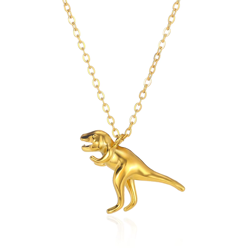 Collier Dinosaure Doré - T-Rex