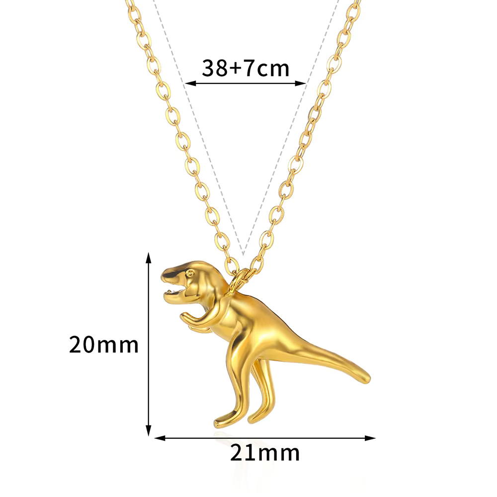 Collier Dinosaure Doré - T-Rex