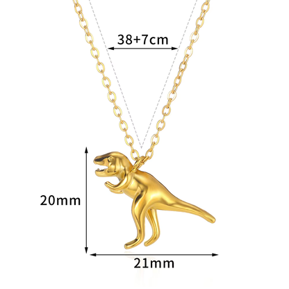 Collier Dinosaure Doré - T-Rex