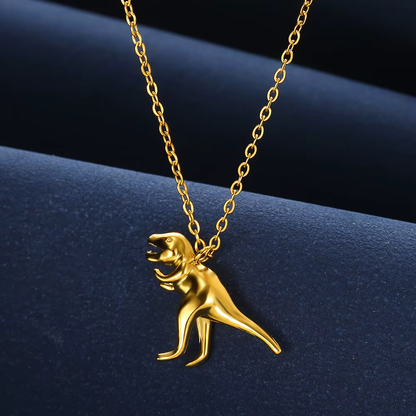 Collier Dinosaure Doré - T-Rex