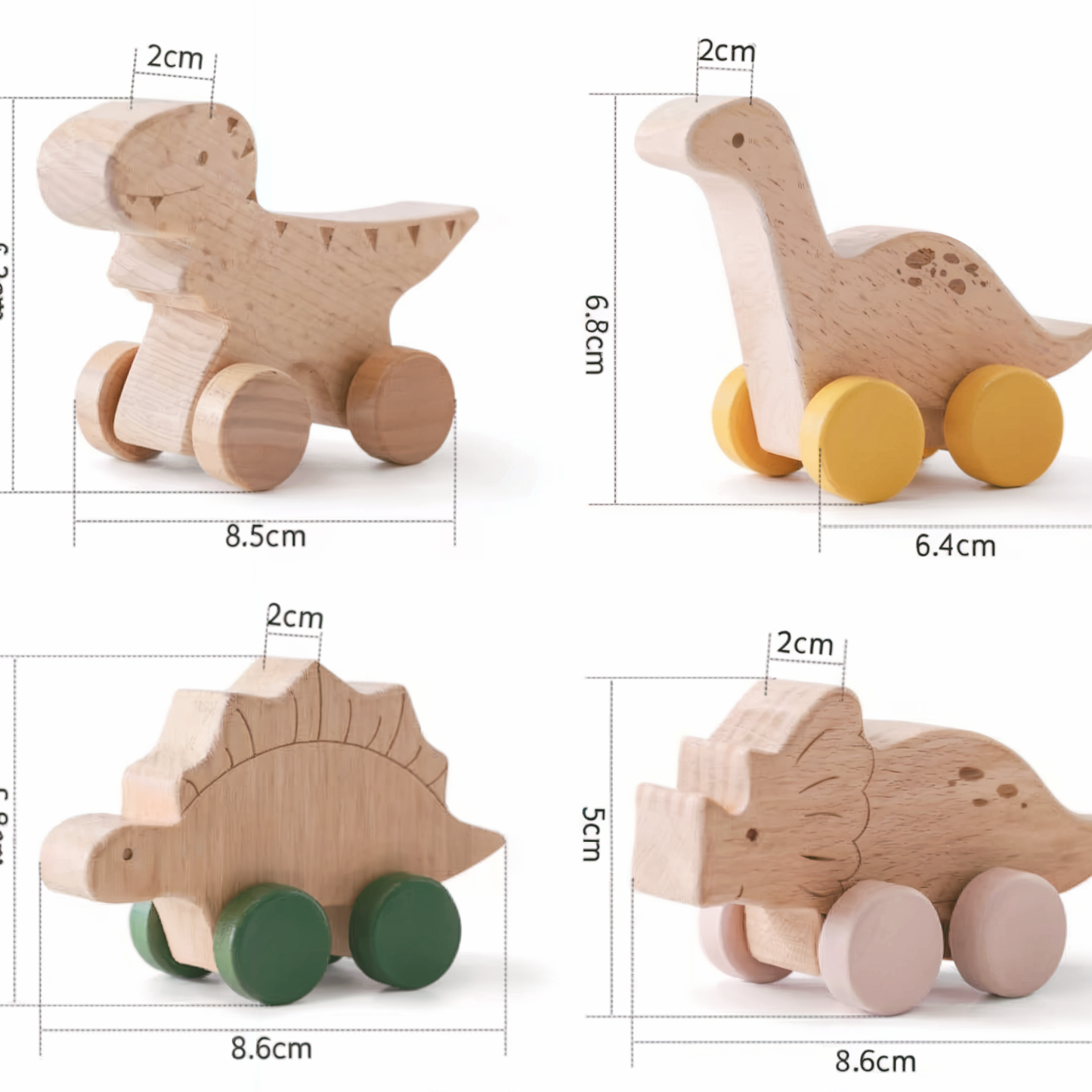 Kit 4 Dinos en Bois – Jouet Montessori Éducatif